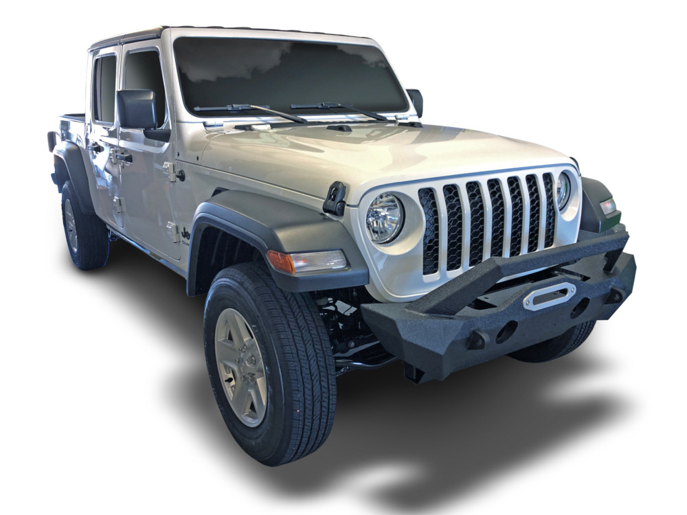 TrailFX Jeep JL/Gladiator Stubby Bumper With Skid Plate and Winch Mount